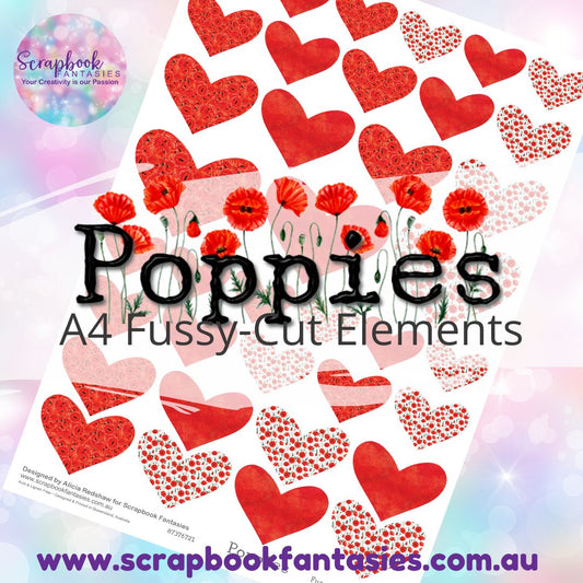 Poppies A4 Colour Fussy-Cut Elements - Hearts 2-1 87376721