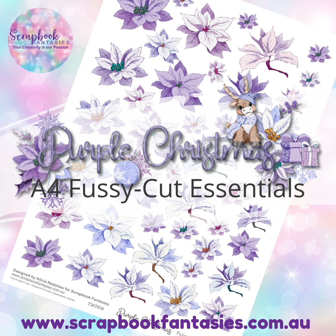 Purple Christmas A4 Colour Fussy-Cut Essentials - Poinsettias 7367206