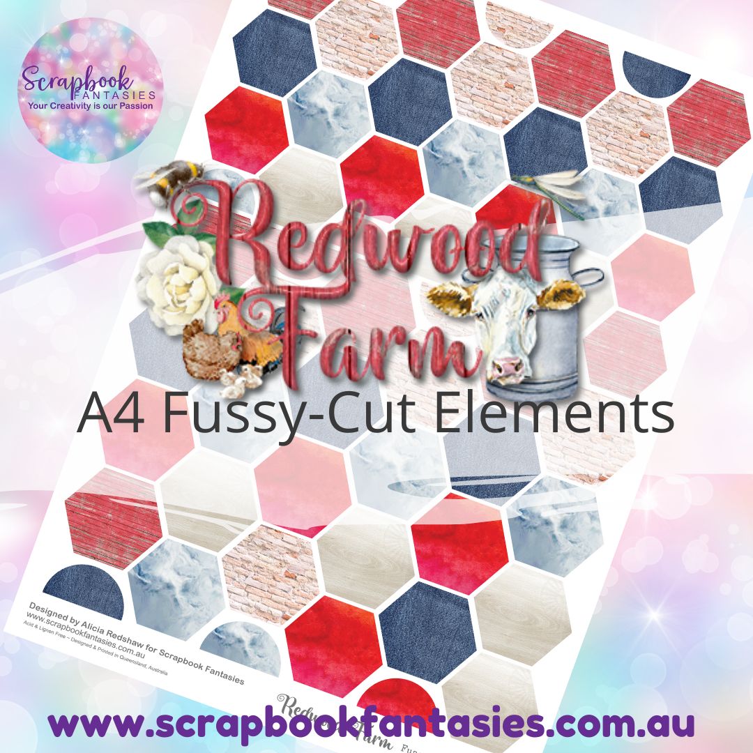 Redwood Farm A4 Colour Fussy-Cut Elements - Hexagons 7379314