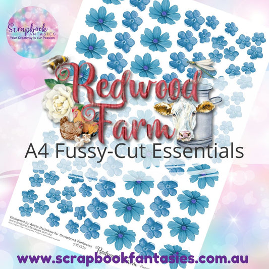 Redwood Farm A4 Colour Fussy-Cut Essentials - Blue Flowers 7379316