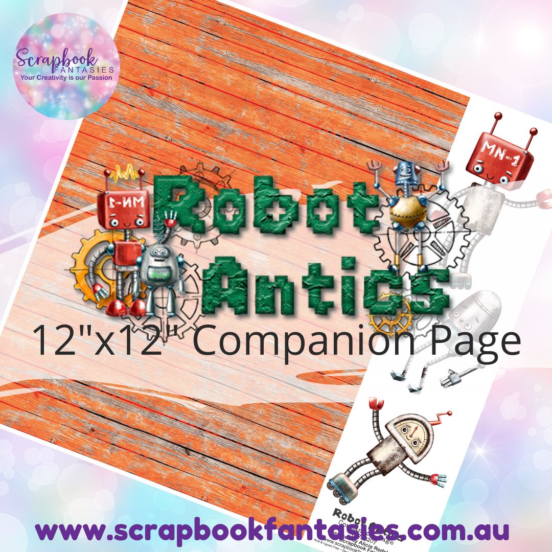 Robot Antics 12"x12" Single-sided Companion Page - Orange Timber 73723207