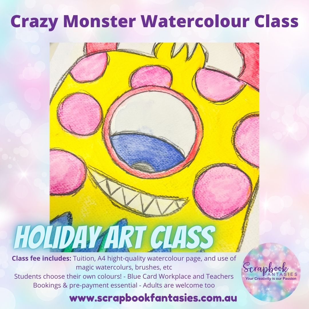 School Holiday Art Class - Crazy Monster Watercolour Class - Tuesday 14 January @ 1pm