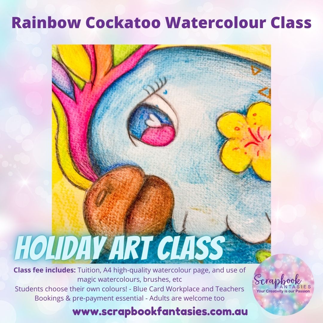 School Holiday Art Class - Rainbow Cockatoo Watercolour Class - Tuesday 21 January @ 10am