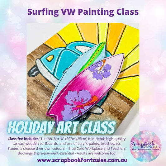 School Holiday Art Class - Surfing VW Canvas Painting Class - Tuesday 14 January @ 10am