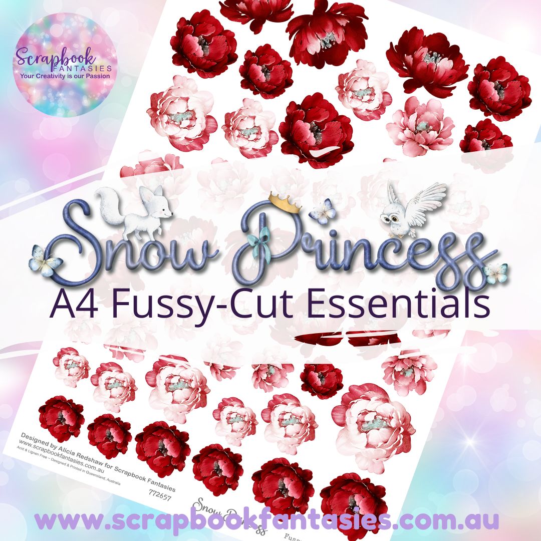 Snow Princess A4 Colour Fussy-Cut Essentials - Large Red Roses 772657