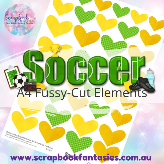 Soccer A4 Colour Fussy-Cut Elements - Hearts 2 250409