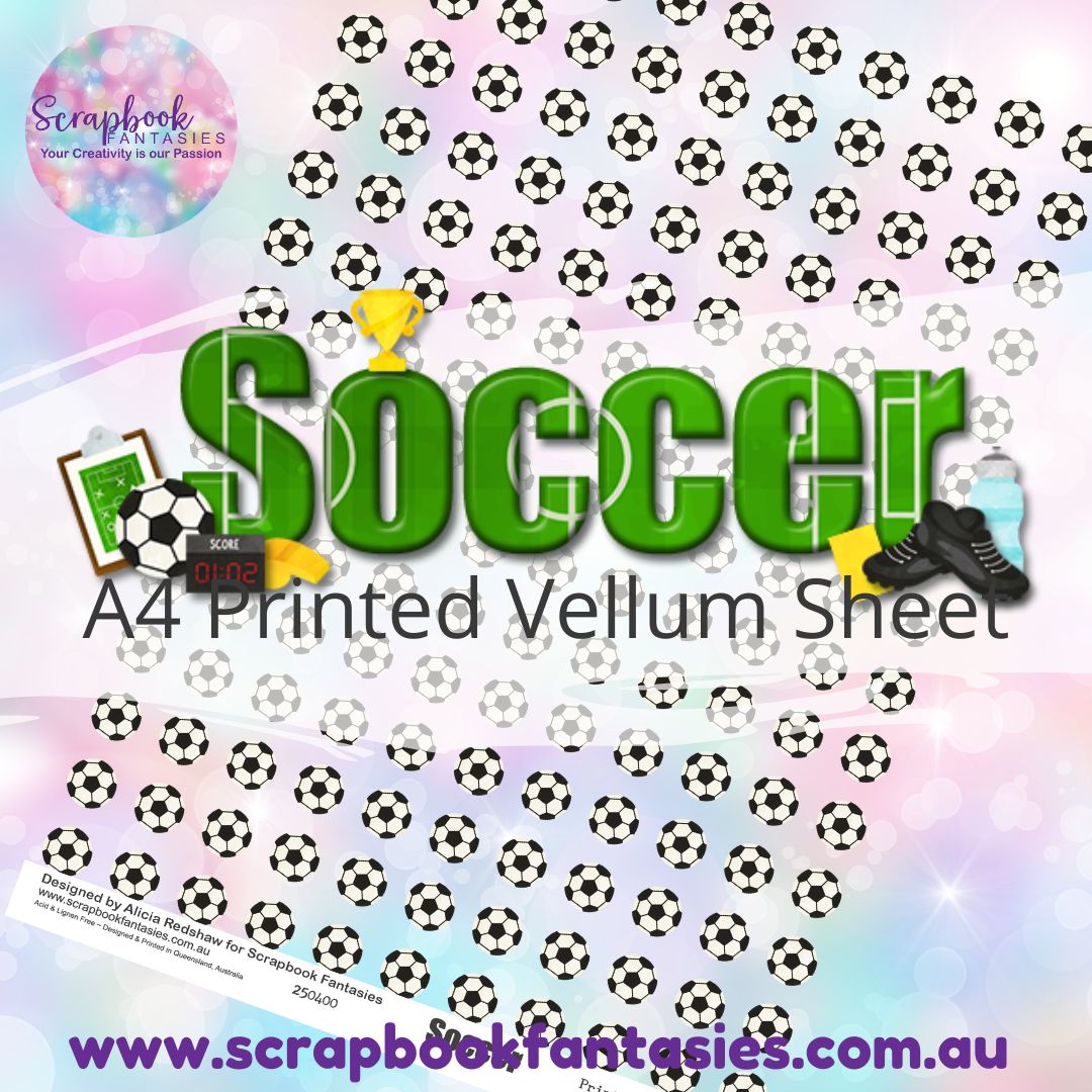 Soccer A4 Printed Vellum Sheet - Soccer Balls 250400