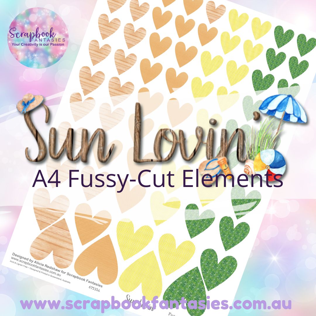 Sunlovin' A4 Colour Fussy-Cut Elements - Hearts 1-3 675314