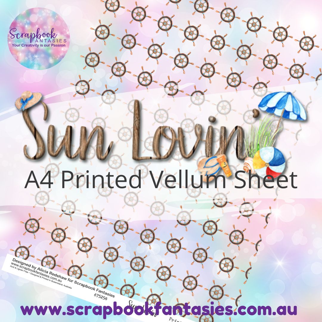 Sunlovin' A4 Printed Vellum Sheet - Shipswheel (Helm) pattern 675258