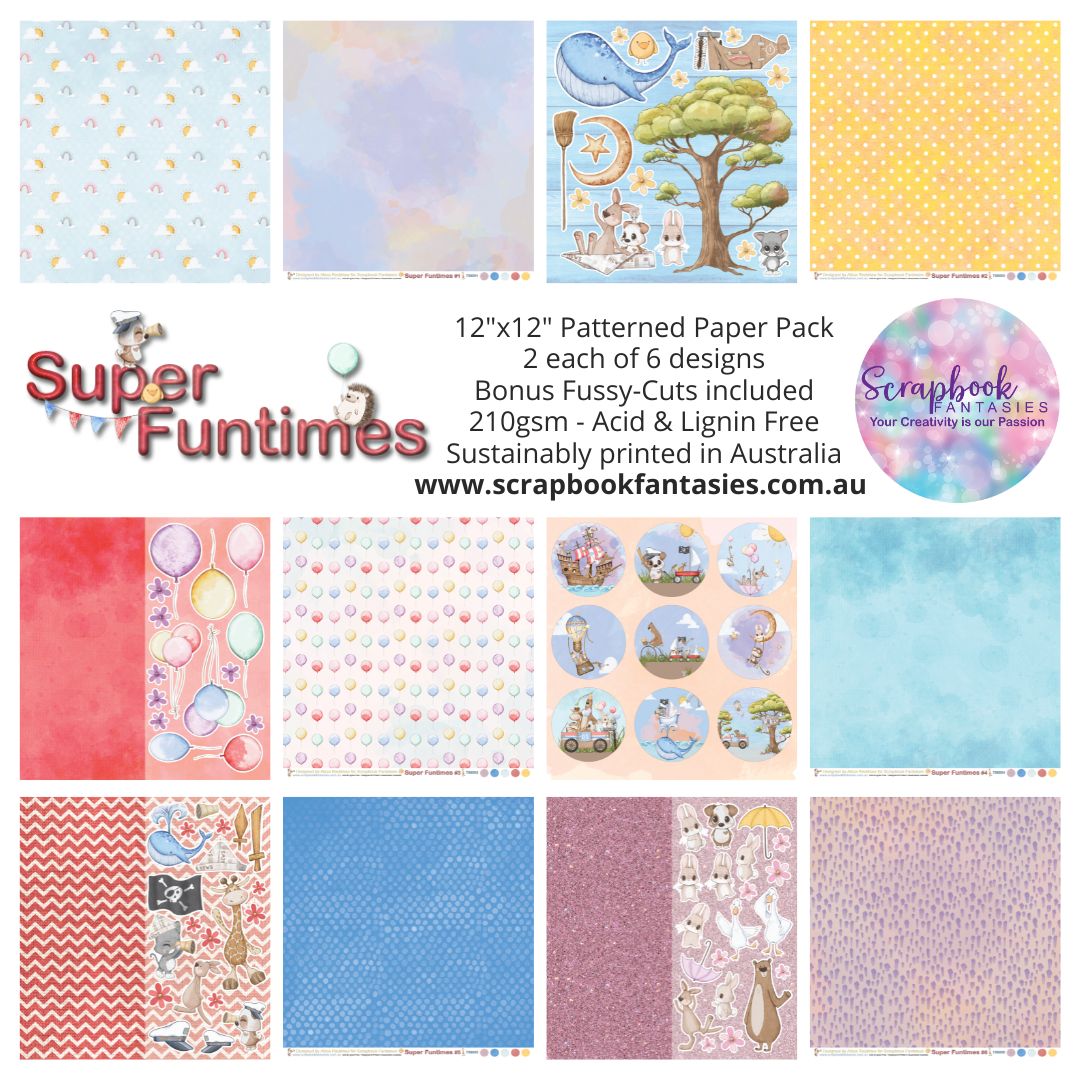 Super Funtimes 12x12 Double-Sided Patterned Paper Pack - 738000