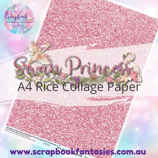 Swan Princess A4 Rice Collage Paper - Pink Glitter 217710