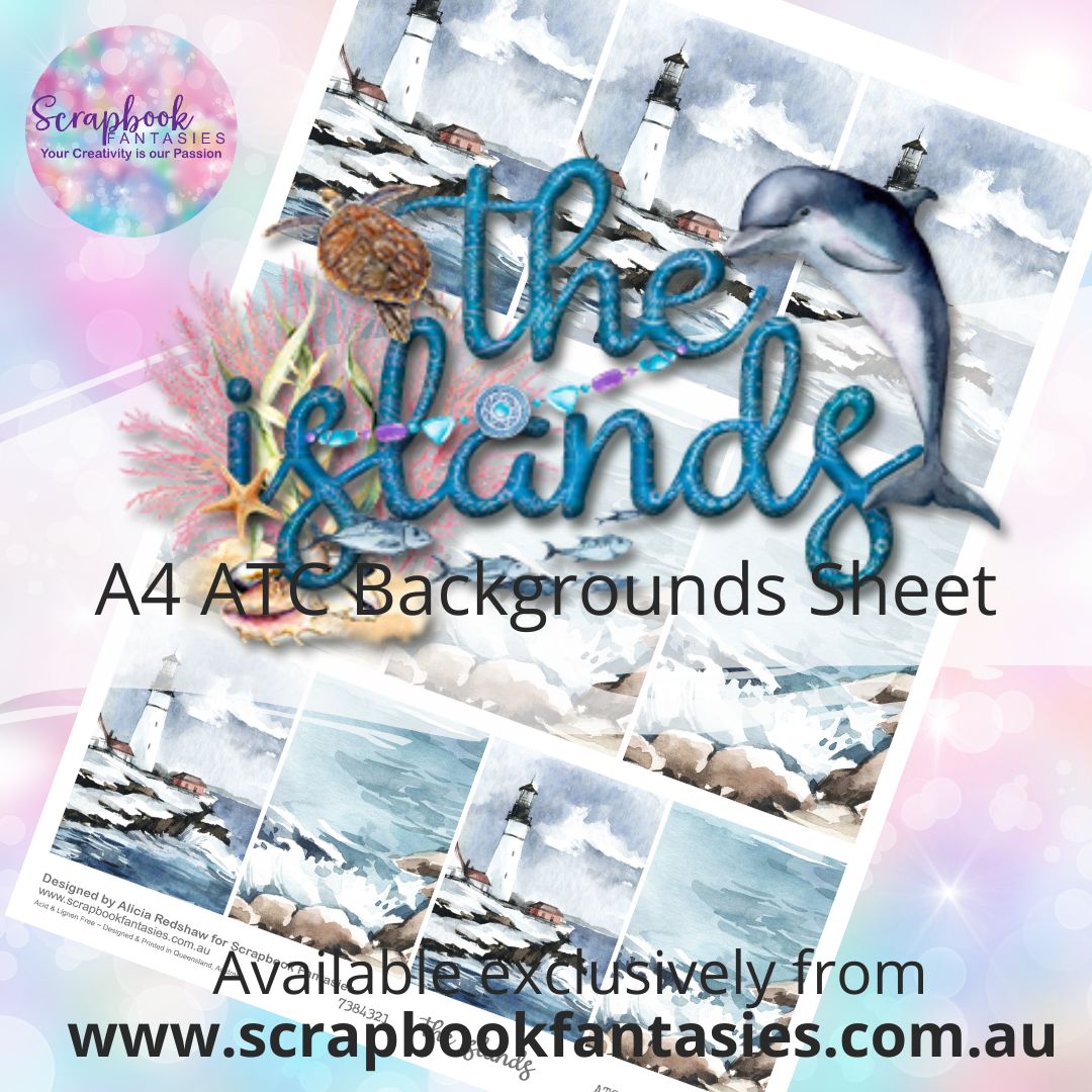 the islands A4 ATC Backgrounds Sheet  - Lighthouse & Rocks 7384321