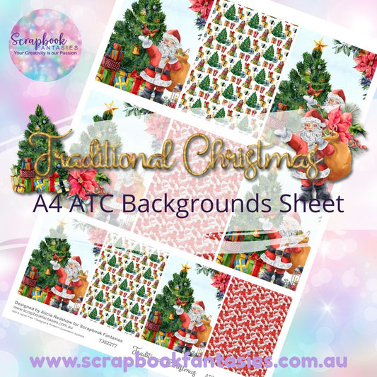 Traditional Christmas A4 ATC Backgrounds Sheet 7382277