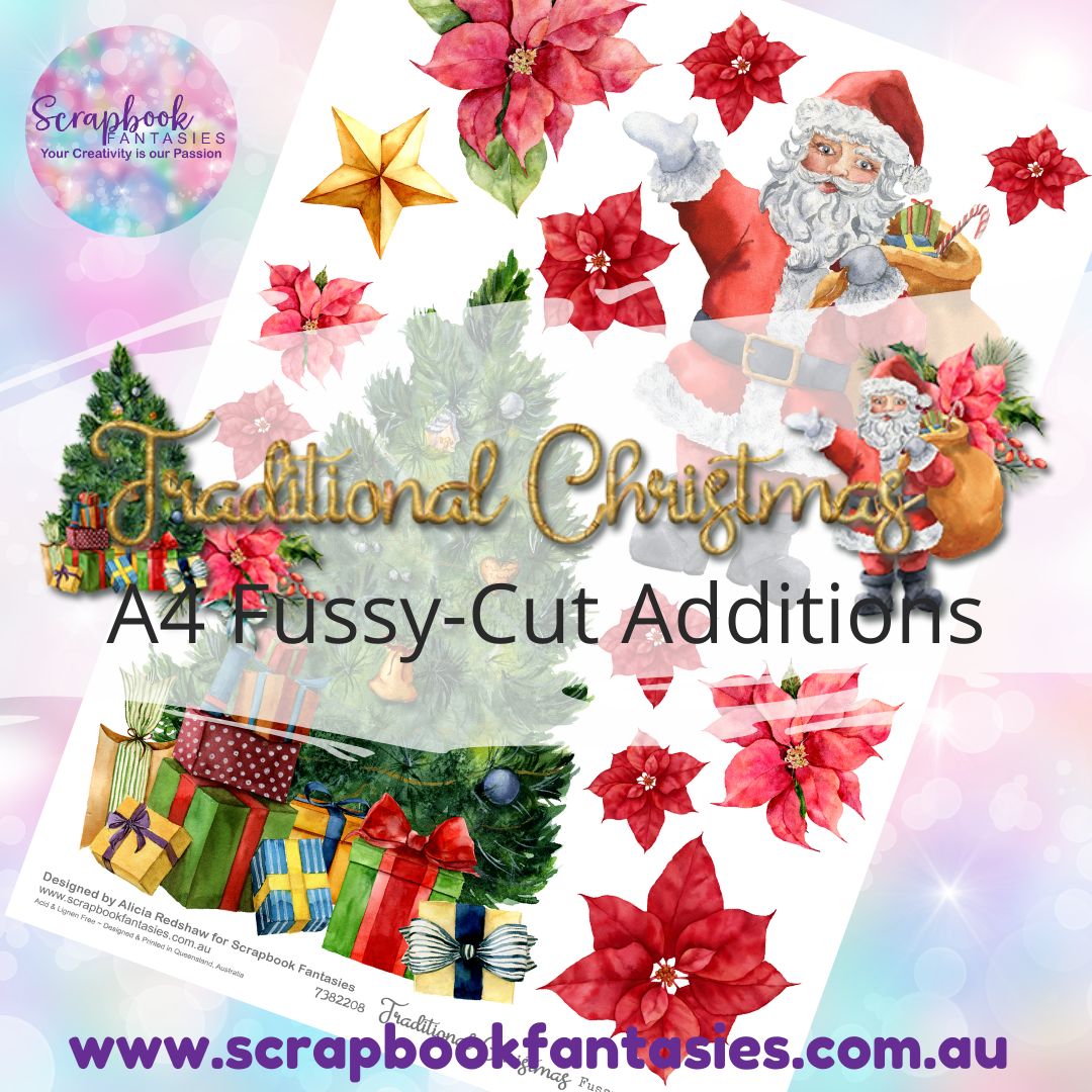 Traditional Christmas A4 Colour Fussy-Cut Additions - Merry Santa & Tree 7382208