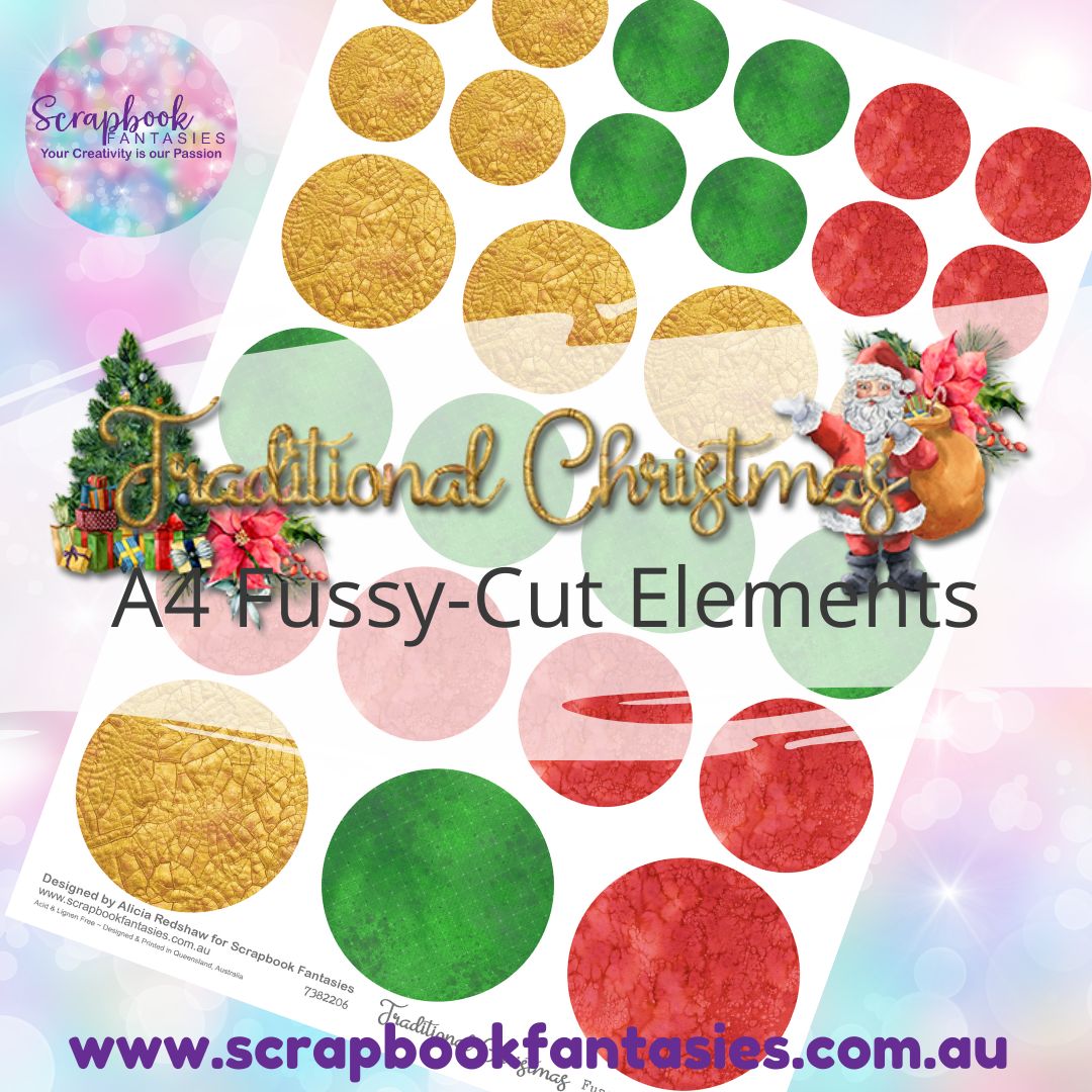 Traditional Christmas A4 Colour Fussy-Cut Elements - Circles 7382206