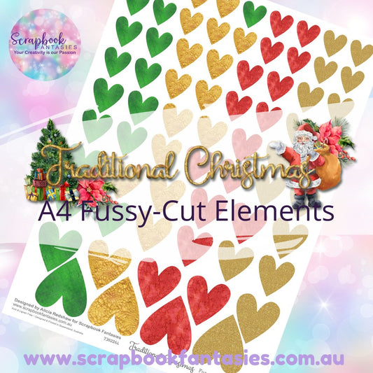 Traditional Christmas A4 Colour Fussy-Cut Elements - Hearts 1-1 7382264