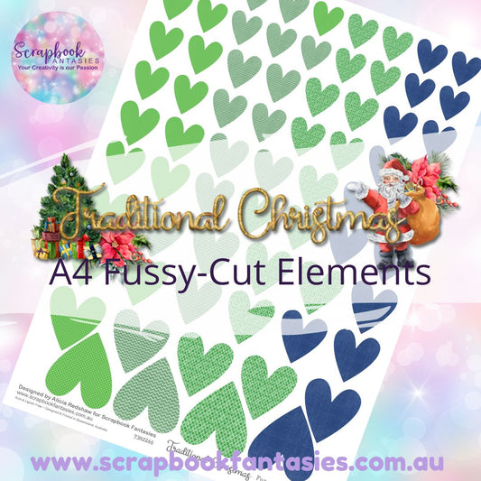 Traditional Christmas A4 Colour Fussy-Cut Elements - Hearts 1-3 7382266