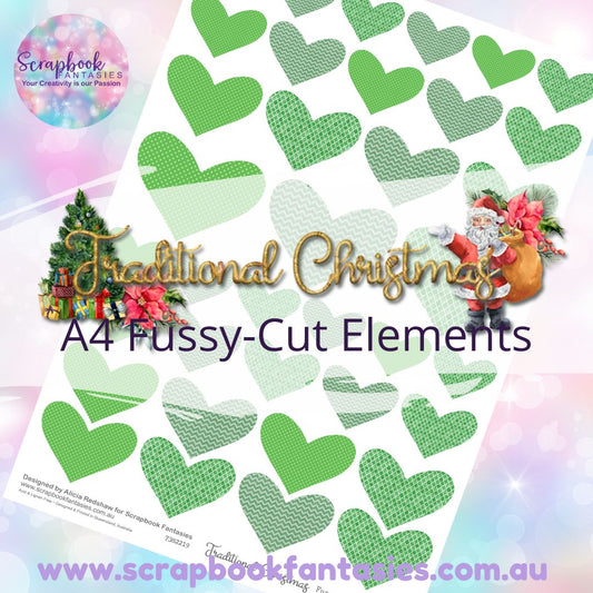 Traditional Christmas A4 Colour Fussy-Cut Elements - Hearts 2-2 7382219