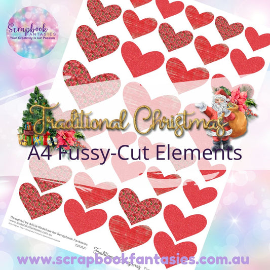 Traditional Christmas A4 Colour Fussy-Cut Elements - Hearts 2-3 7382220
