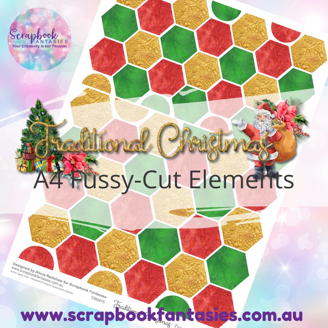 Traditional Christmas A4 Colour Fussy-Cut Elements - Hexagons 7382205