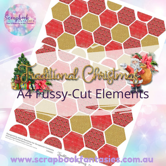Traditional Christmas A4 Colour Fussy-Cut Elements - Hexagons 3 7382260