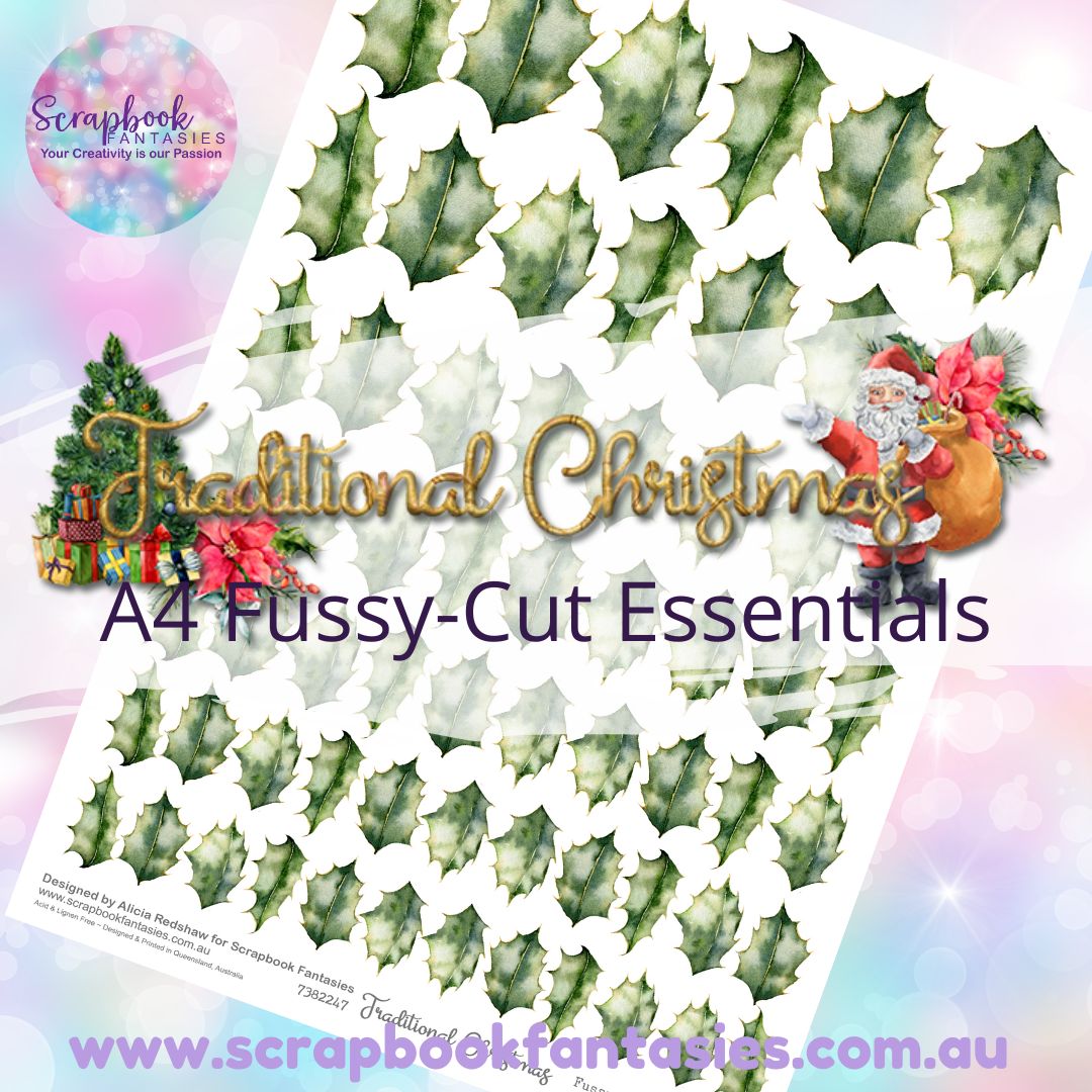 Traditional Christmas A4 Colour Fussy-Cut Essentials - Holly Leaves 7382247