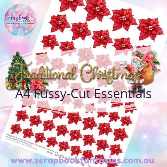 Traditional Christmas A4 Colour Fussy-Cut Essentials - Poinsettias 7382249