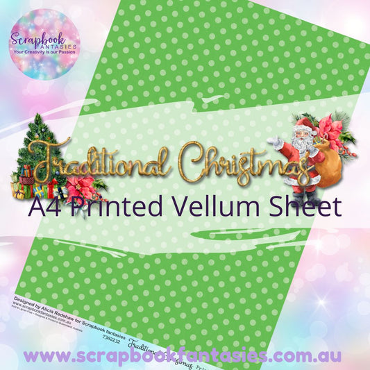 Traditional Christmas A4 Printed Vellum Sheet - Green Spot 7382232