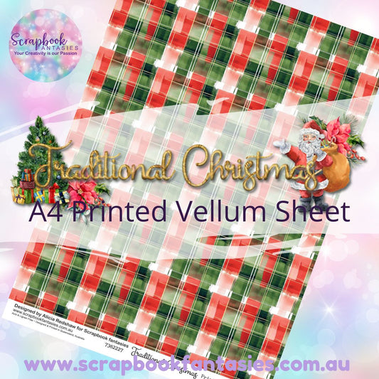 Traditional Christmas A4 Printed Vellum Sheet - Plaid 7382227