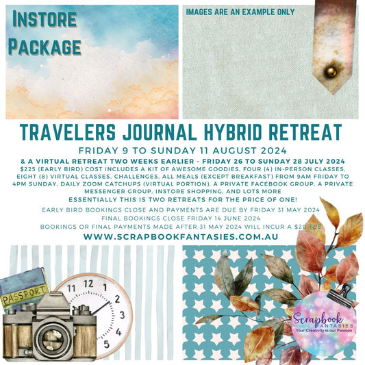 Travelers Journal Hybrid Papercrafting Retreat - July/August 2024 - Friday 9 to Sunday 11 August 2024 - Instore Package