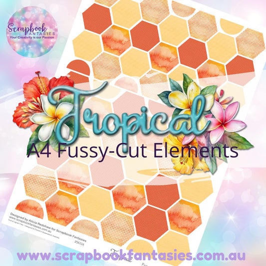 Tropical A4 Colour Fussy-Cut Elements - Hexagons 2 256116