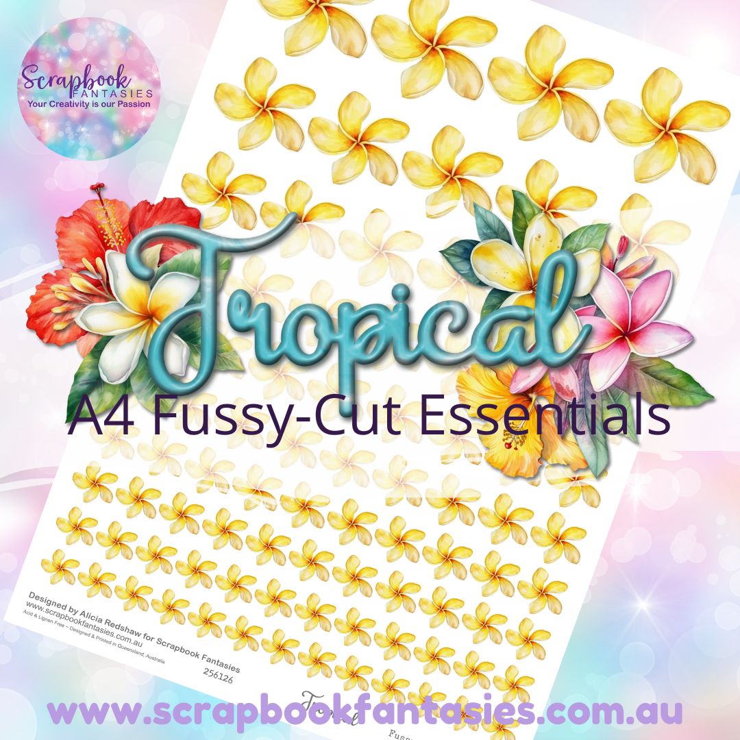 Tropical A4 Colour Fussy-Cut Essentials - Frangipanis 3 256126