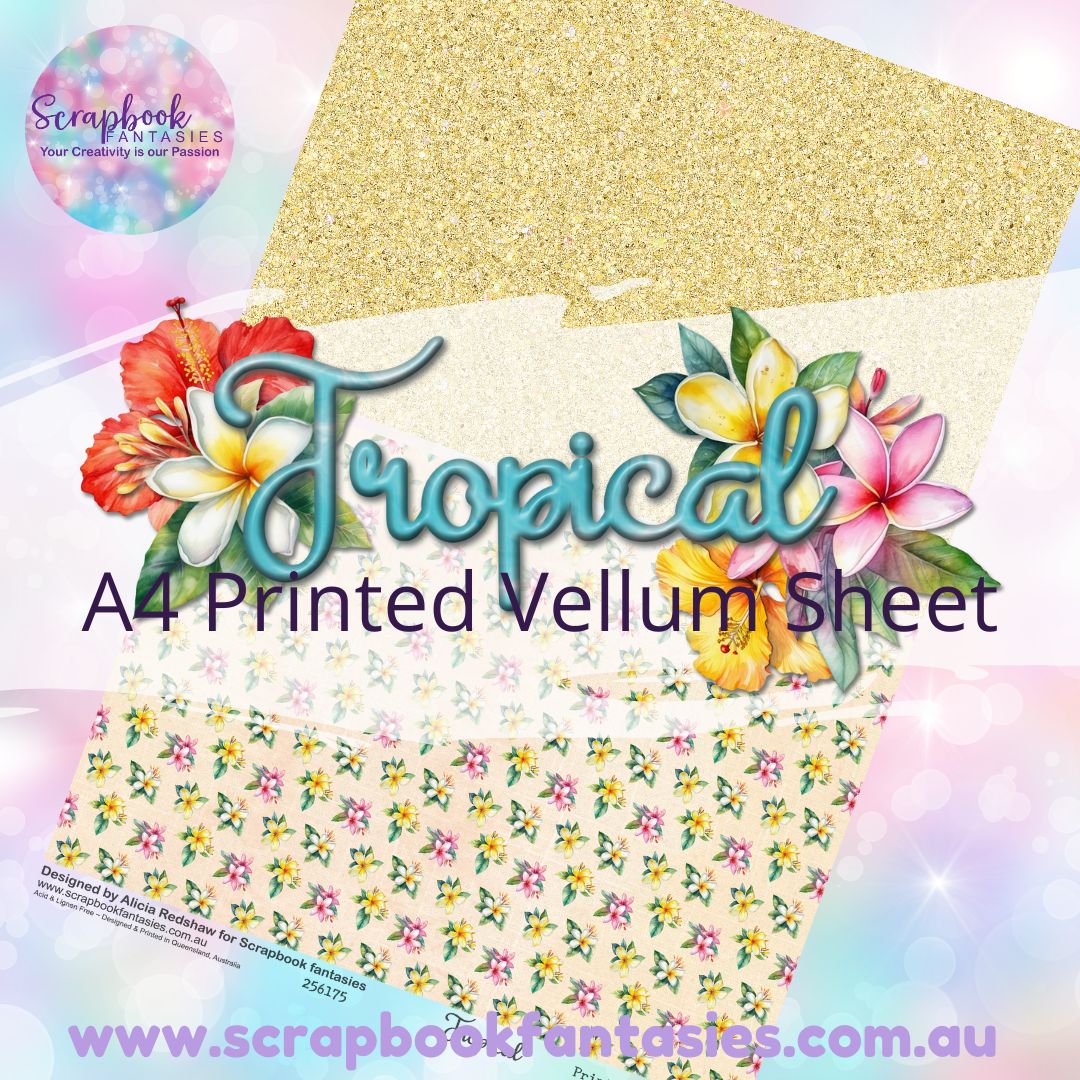 Tropical A4 Printed Vellum Sheet - Halves 2 256175