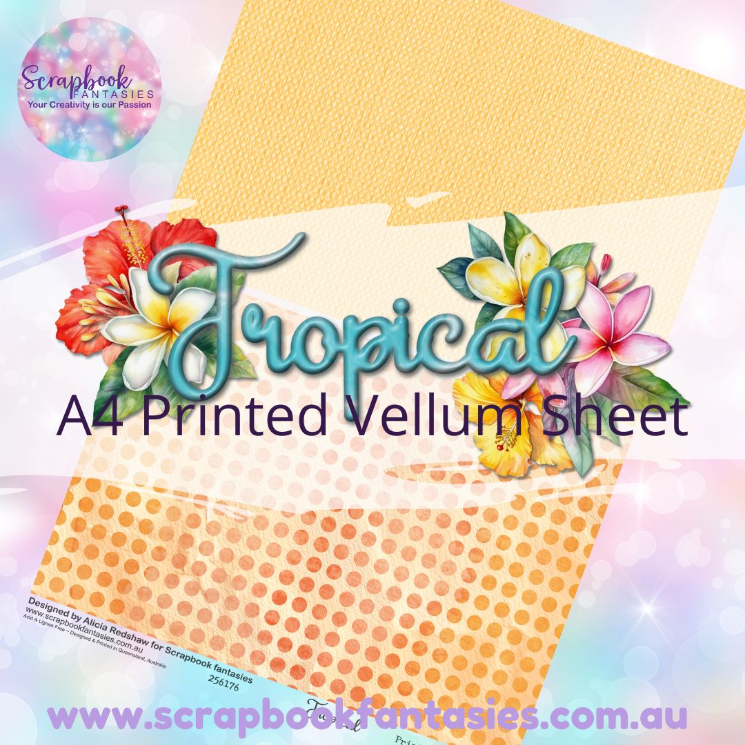 Tropical A4 Printed Vellum Sheet - Halves 3 256176