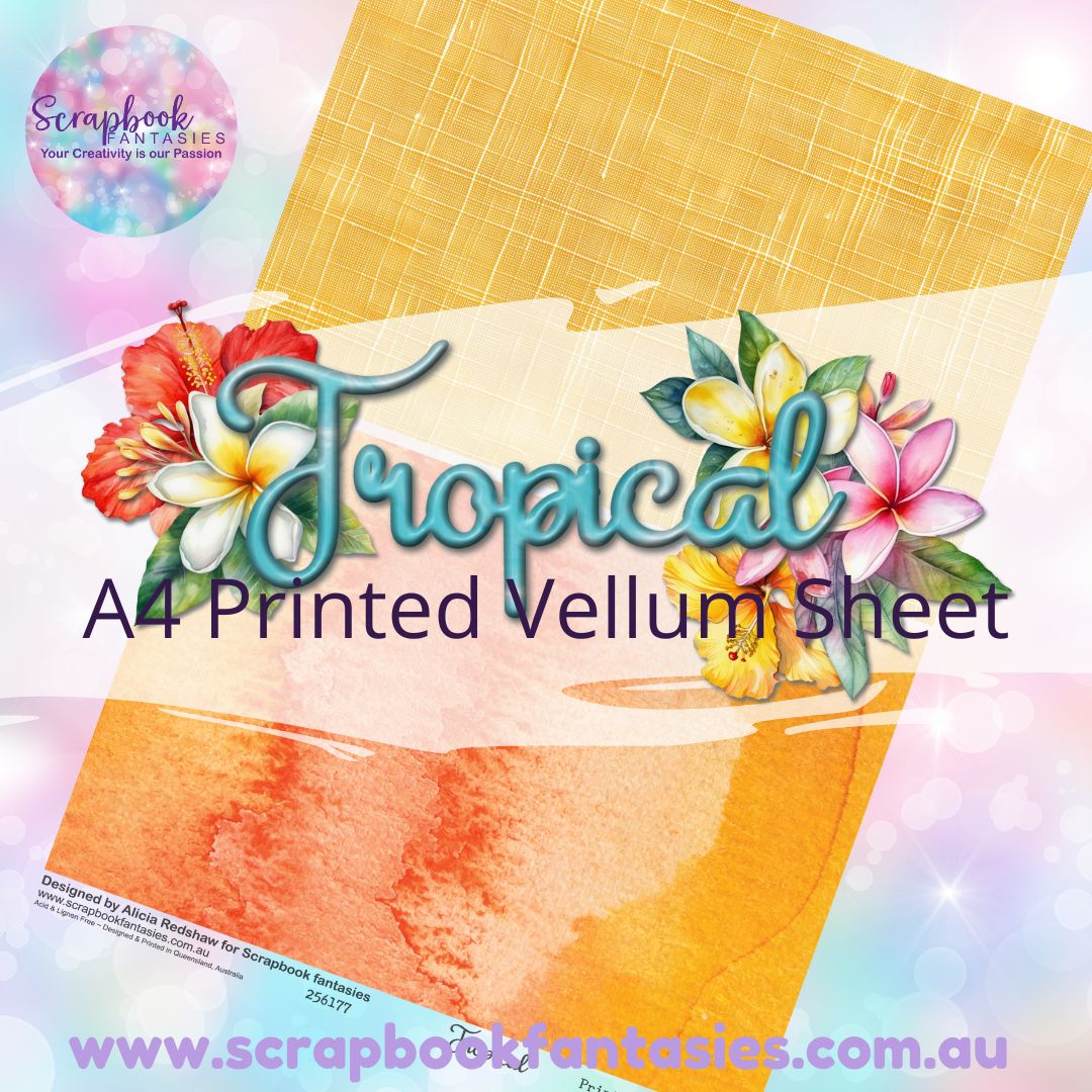 Tropical A4 Printed Vellum Sheet - Halves 4 256177
