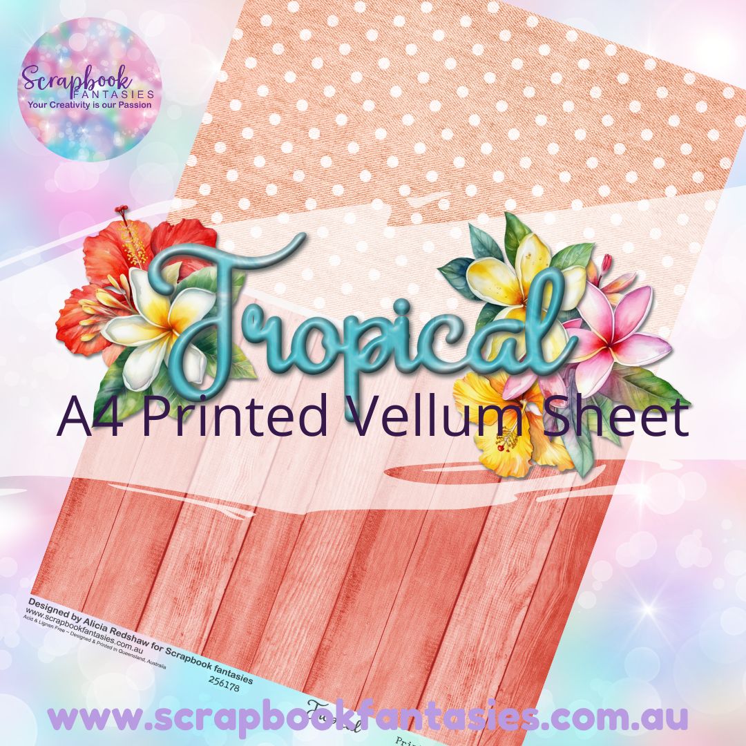 Tropical A4 Printed Vellum Sheet - Halves 5 256178