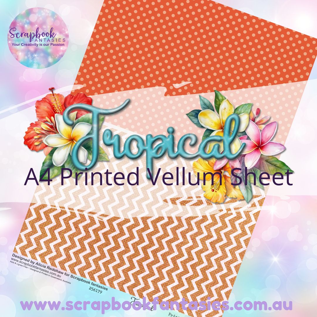 Tropical A4 Printed Vellum Sheet - Halves 6 256179