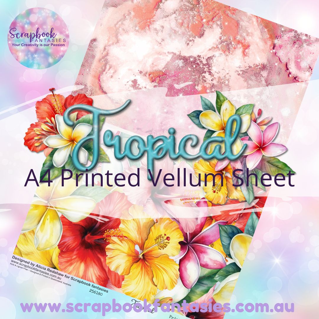 Tropical A4 Printed Vellum Sheet - Halves 7 256180