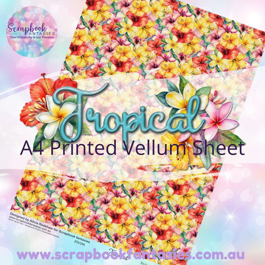 Tropical A4 Printed Vellum Sheet - Hibiscus Print 256186