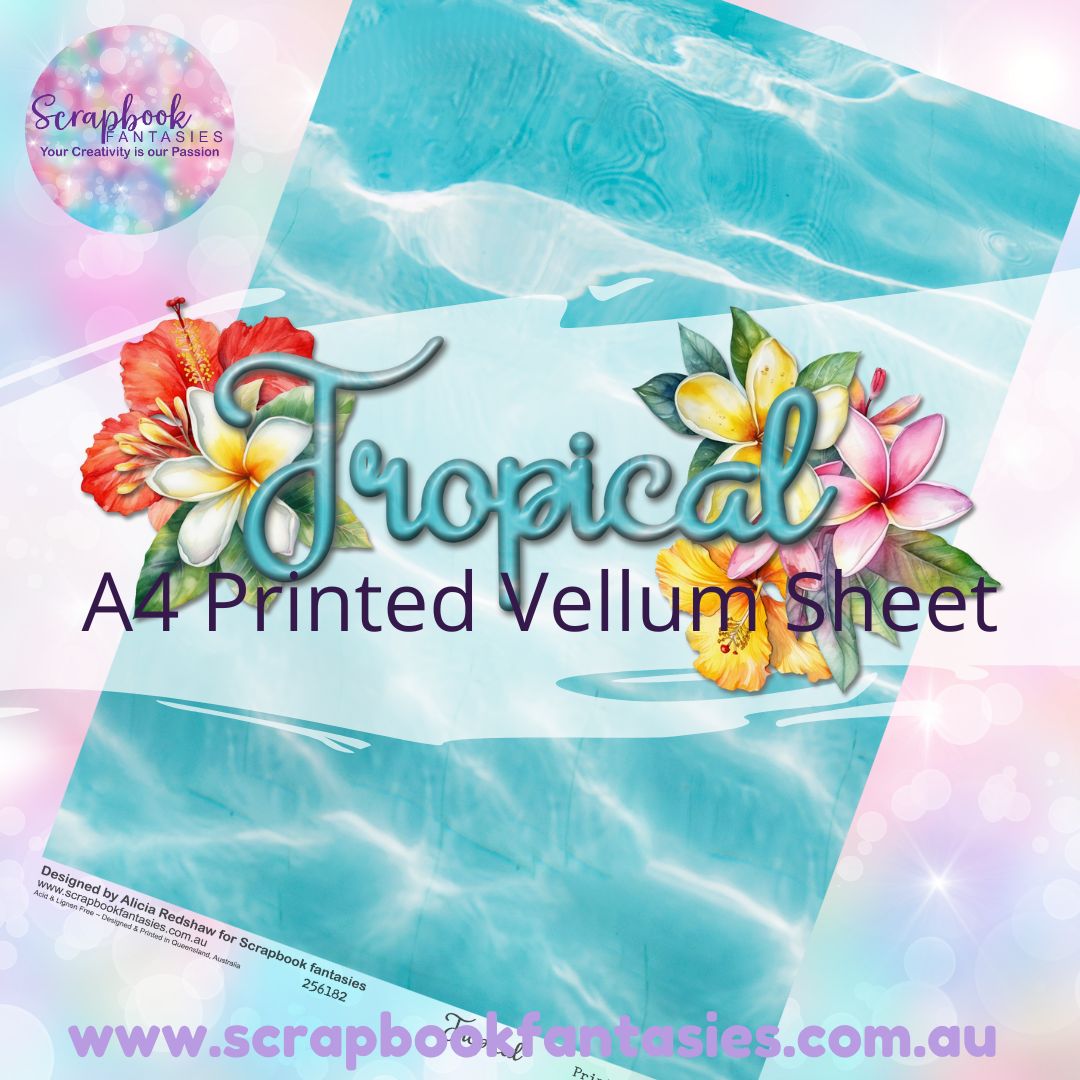 Tropical A4 Printed Vellum Sheet - Water 256182