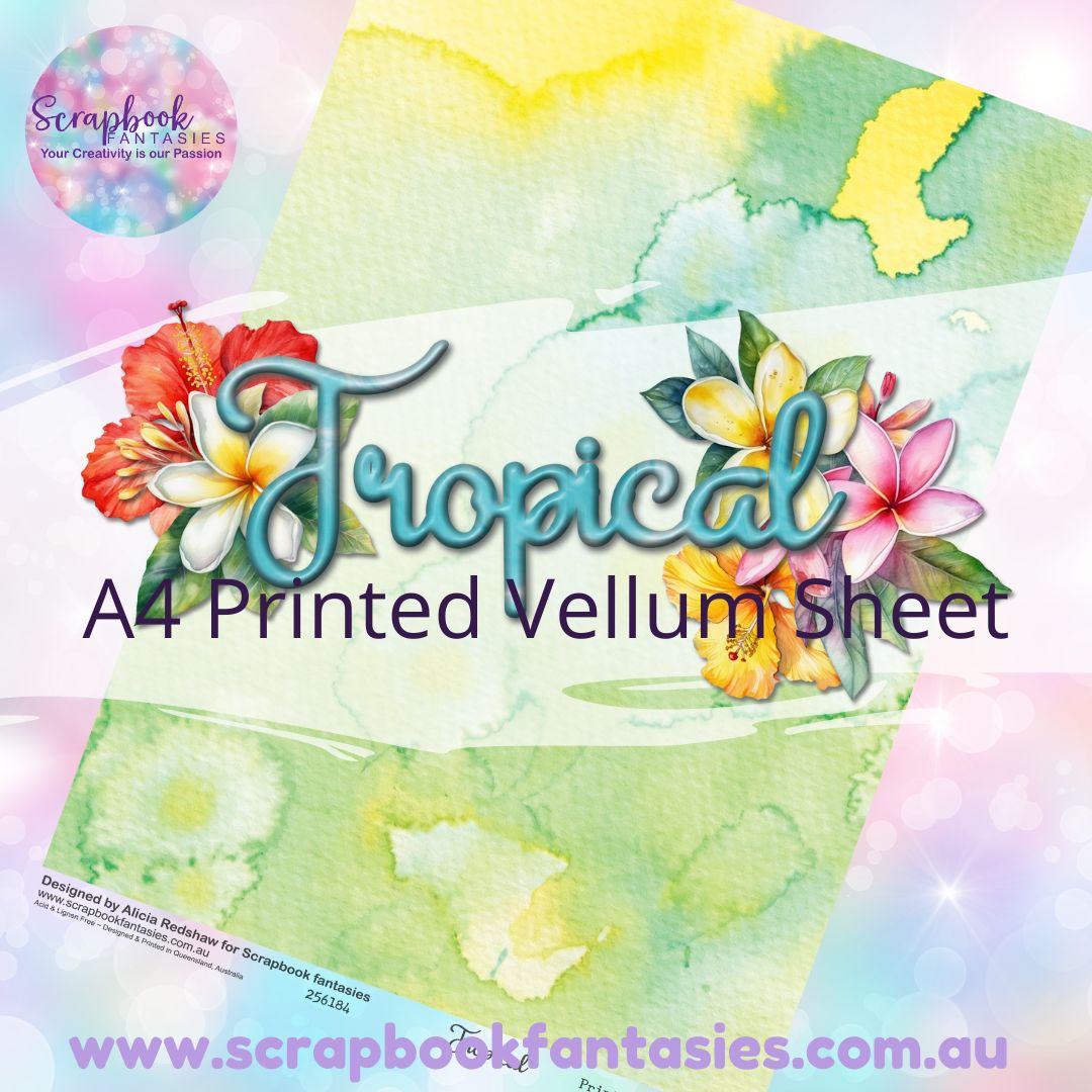 Tropical A4 Printed Vellum Sheet - Watercolour 256184