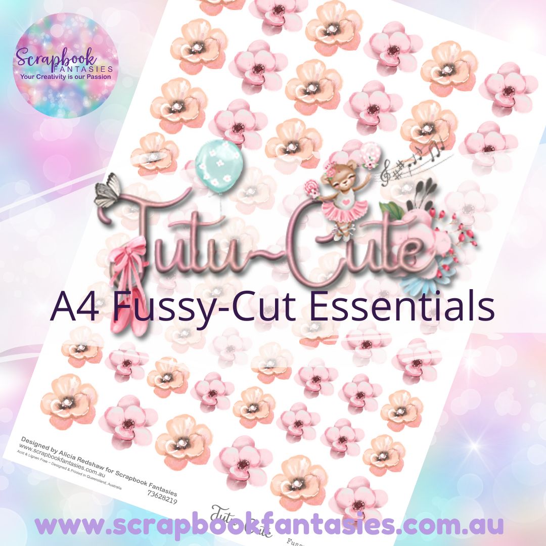 Tutu-Cute A4 Colour Fussy-Cut Essentials - Pink & Peach Flowers 73628219