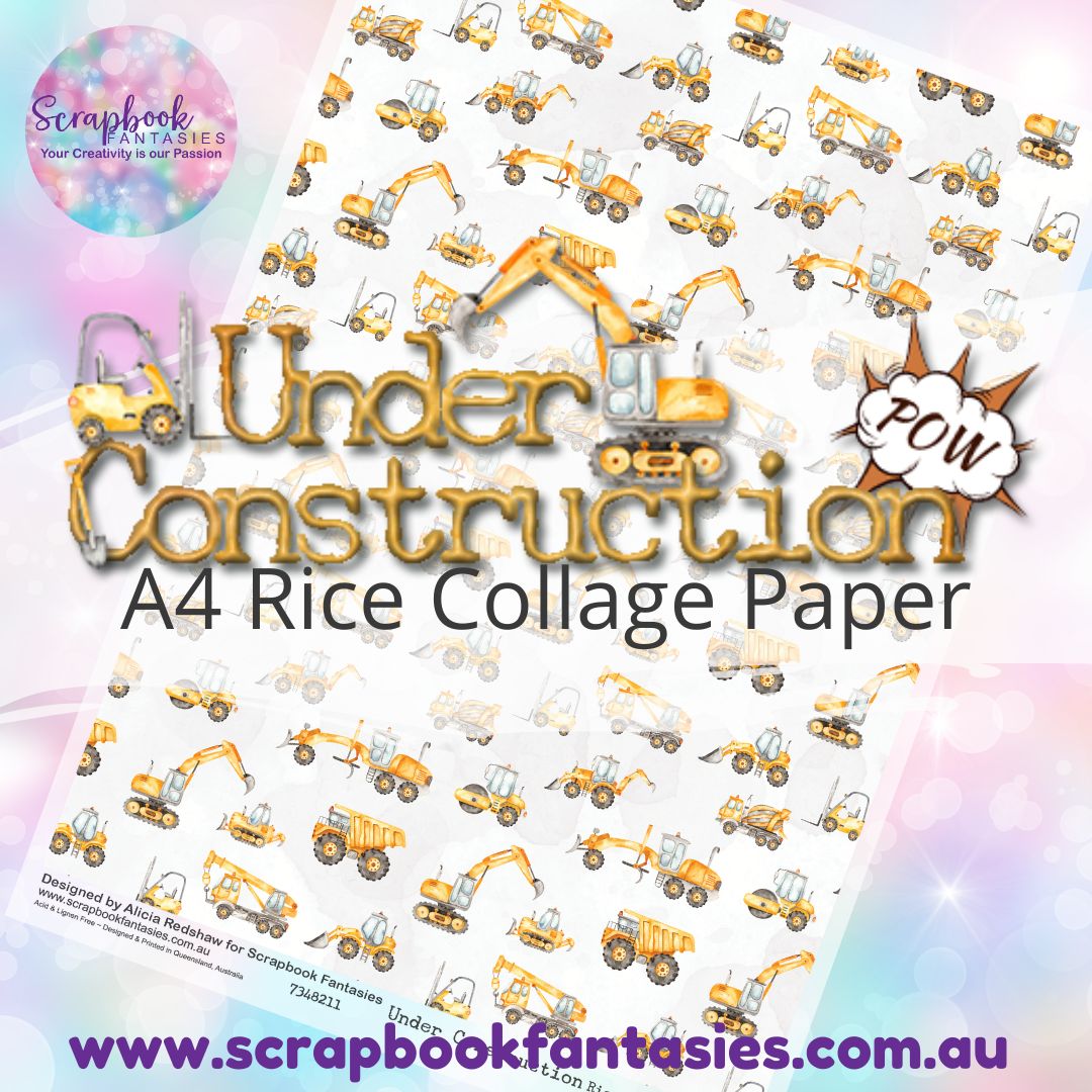 Under Construction A4 Rice Collage Paper - Construction Pattern 7348211