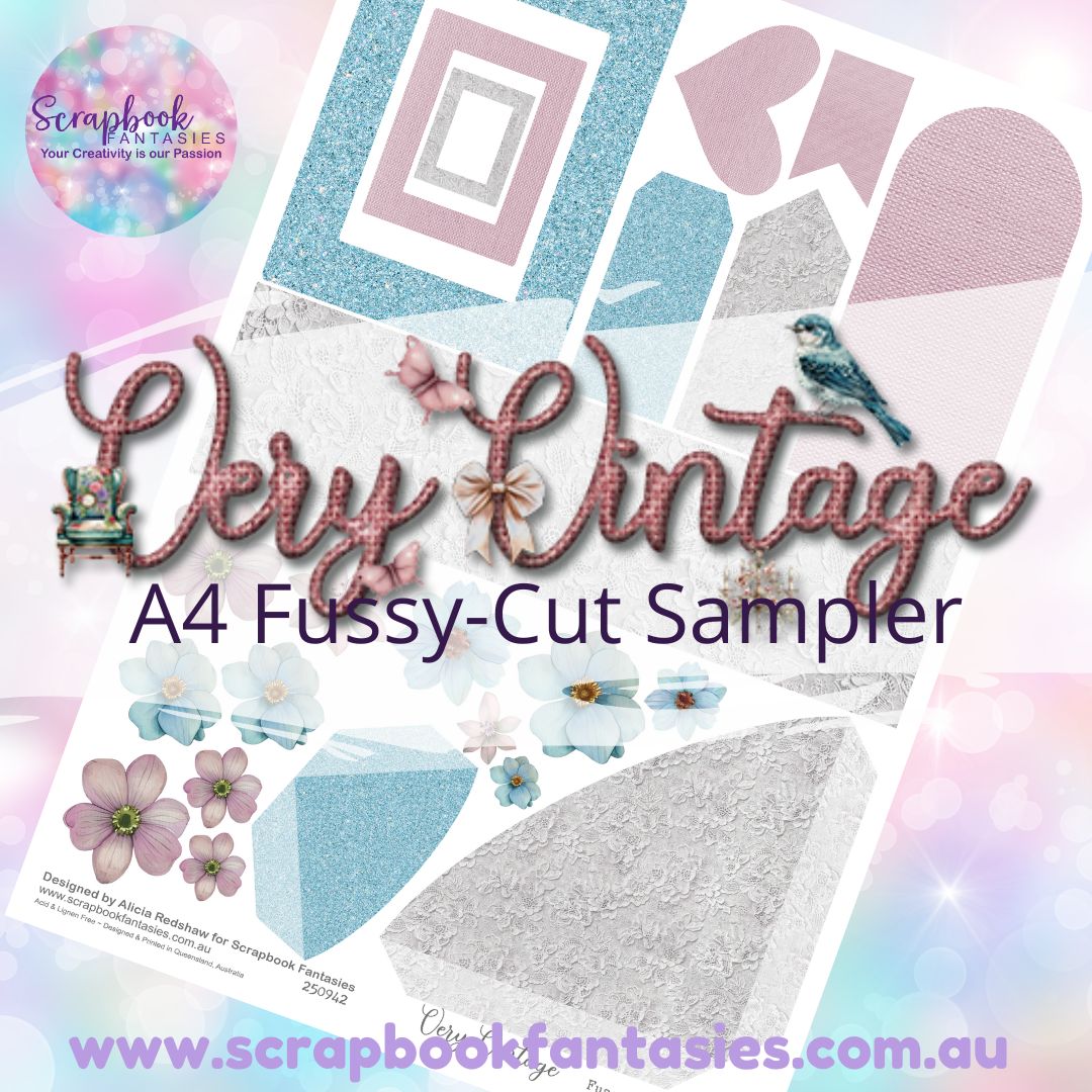 Very Vintage A4 Colour Fussy-Cut Sampler - Pink & Blue 250942