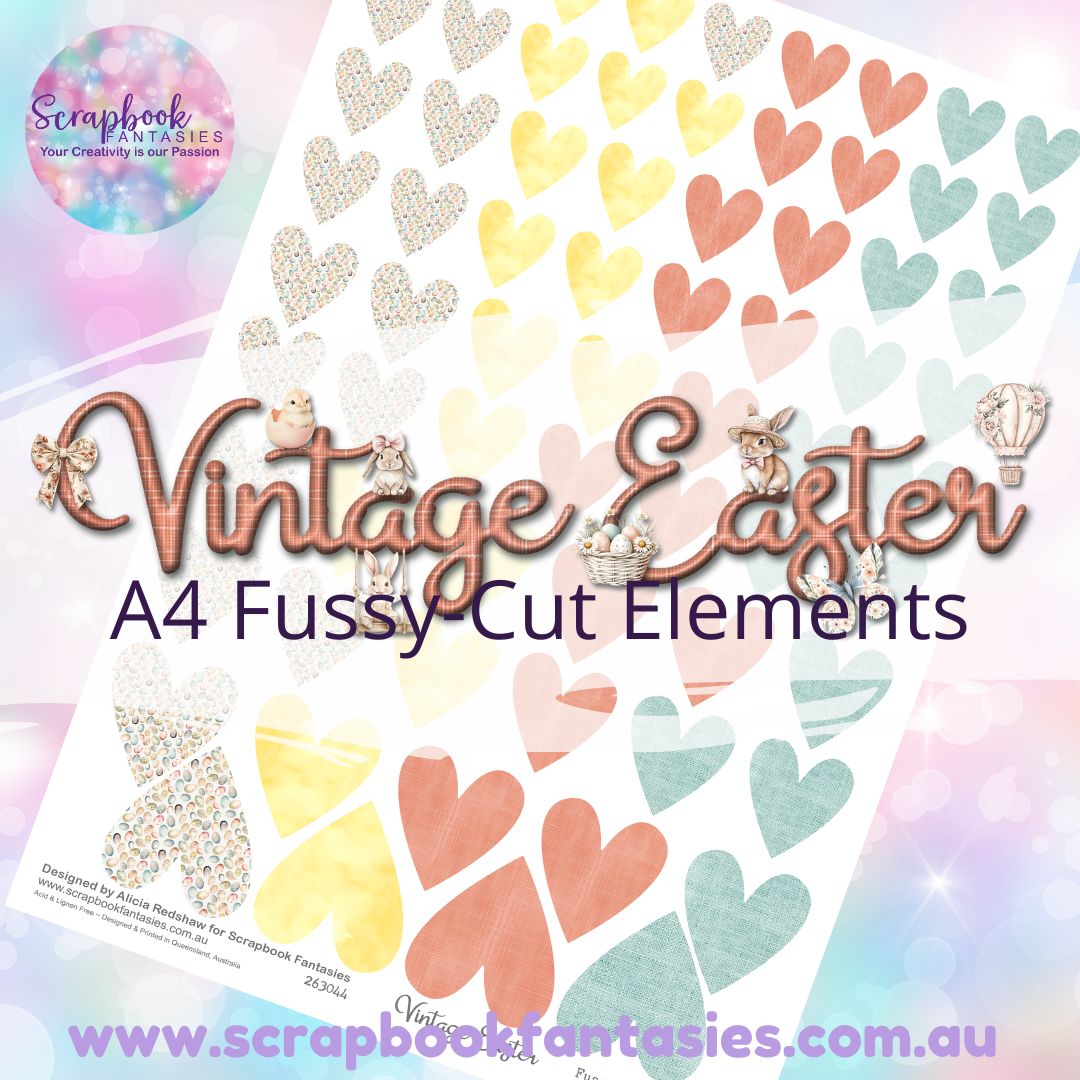 Vintage Easter A4 Colour Fussy-Cut Elements - Hearts 1-2 263044
