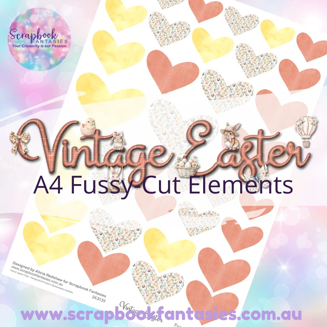 Vintage Easter A4 Colour Fussy-Cut Elements - Hearts 2-1 263039
