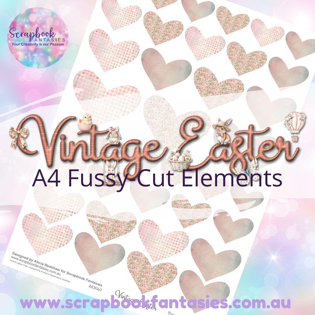 Vintage Easter A4 Colour Fussy-Cut Elements - Hearts 2-2 263040
