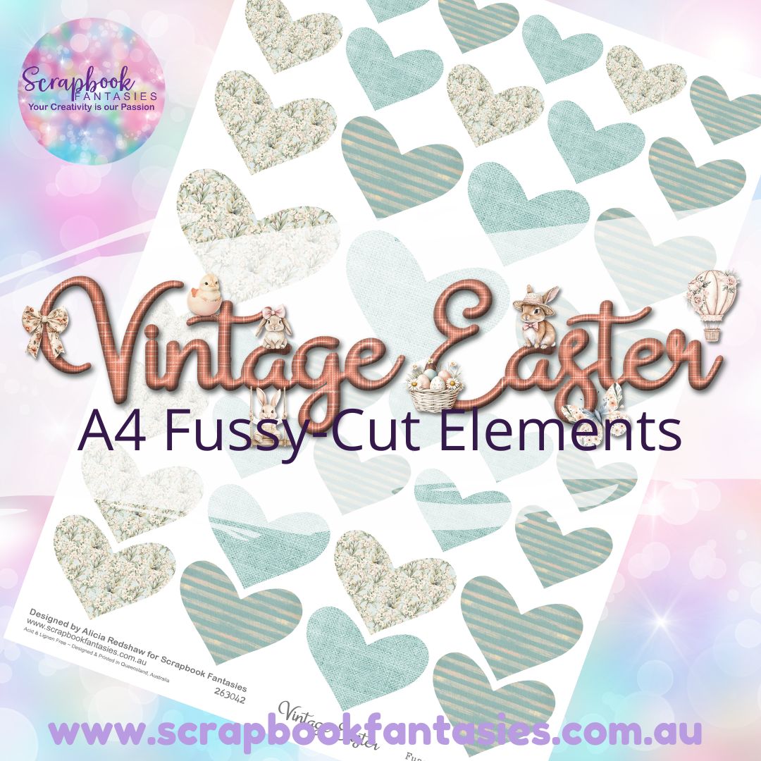 Vintage Easter A4 Colour Fussy-Cut Elements - Hearts 2-4 263042