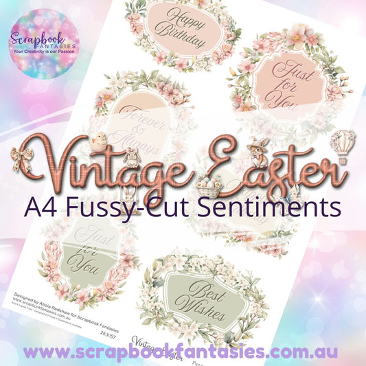 Vintage Easter A4 Colour Fussy-Cut Sentiments 1 - 263057