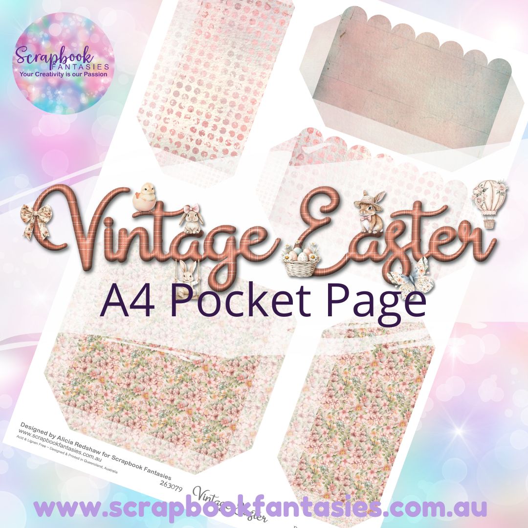 Vintage Easter A4 Colour Pocket Page - Rectangles and Square 2 263079